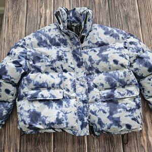 Missguided + Blue and White Ski Jacket